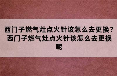 西门子燃气灶点火针该怎么去更换？ 西门子燃气灶点火针该怎么去更换呢